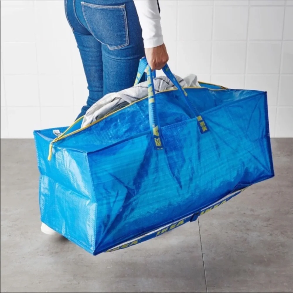 2 IKEA Reusable Frakta Zipper Tote Bags Large Backpack Bag NEW NWT